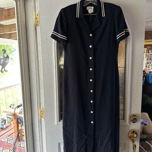 Talbots women's 6 vintage nautical sailor short sleeve button down maxi dress